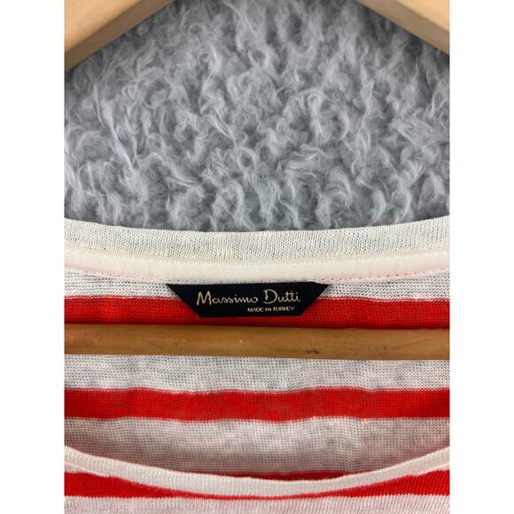 Massimo Dutti Red White Striped Linen Blend 3/4 Sleeve Top Women’s XL - Picture 8 of 8
